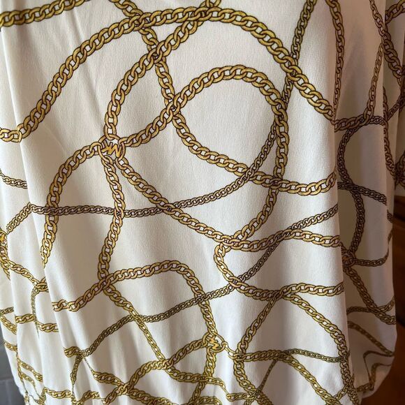 MICHAEL Michael Kors chain print smocked hem blouse size M - Picture 2 of 7
